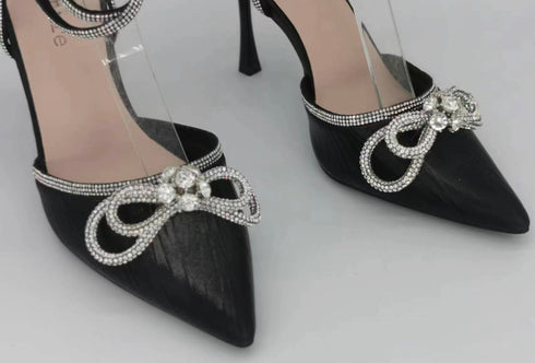 Crystal Butterfly Ankle Rhinestone Strap Pointed Stiletto